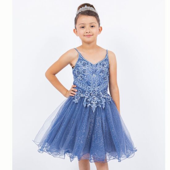 Cinderalla Sparkly tulle A-line Party Dress Hunter smoky blue