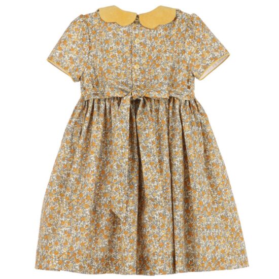 Luli & Me Honey Mustard Floral Girl Dress