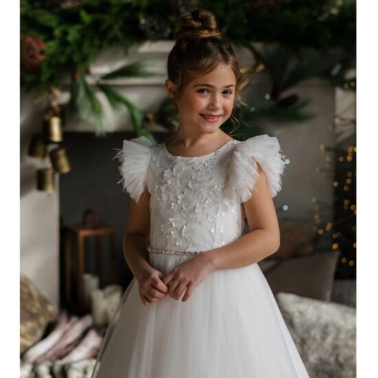 Autumn- Girl's Communion Off White Lace Tulle Dress.