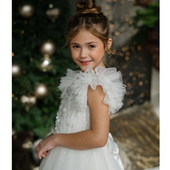 Autumn- Girl's Communion Off White Lace Tulle Dress.