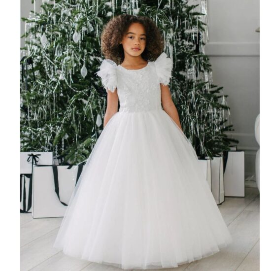 Autumn- Girl's Communion Off White Lace Tulle Dress.