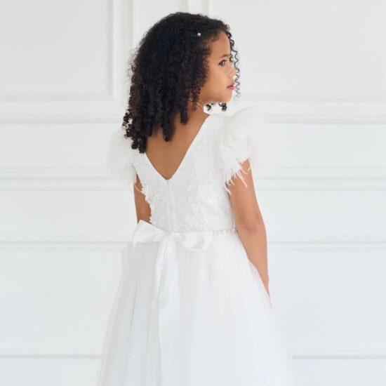 Autumn- Girl's Communion Off White Lace Tulle Dress.