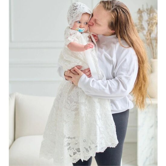 Eva- Baby Girl's Baptism White Lace Dress