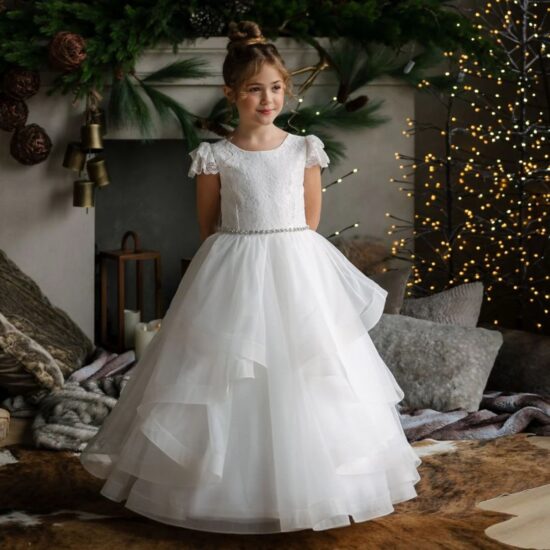 Teter Warm Kate - Girl's Lace Horsehair Off White Communion Dress.