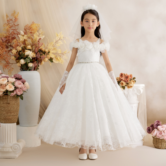 Princess Daliana Long Off Whiter Communion Dress