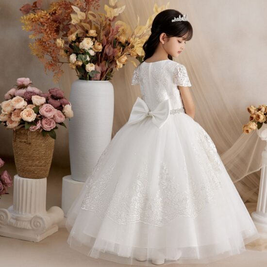 Princess Daliana Long Pure Whiter Communion Dress