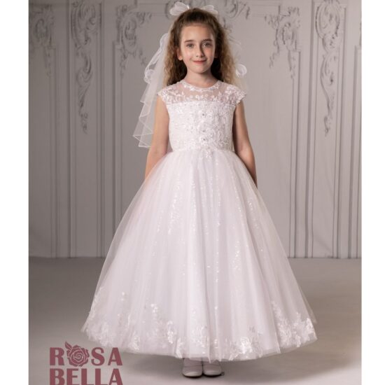 Sweetie Pie Elegant White Long Communion Dress