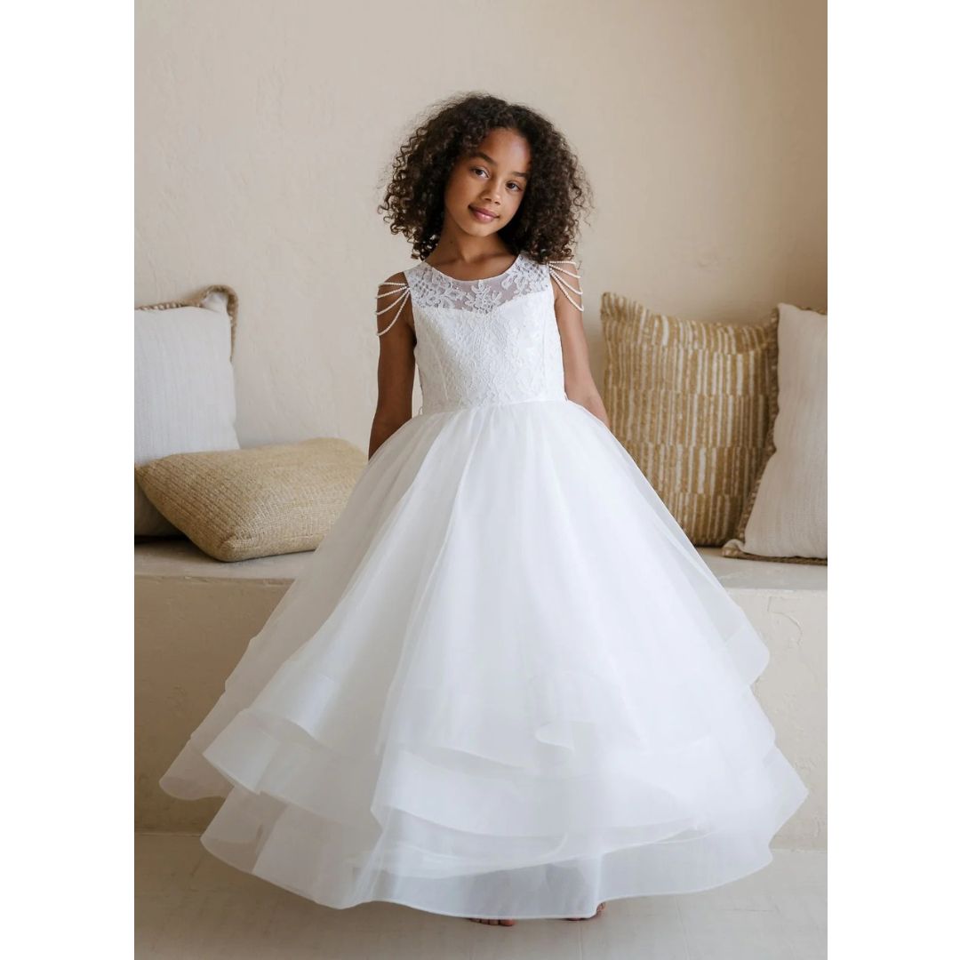 Teter Warm Vienna - Girl's Lace Tulle Off White Communion Dress.