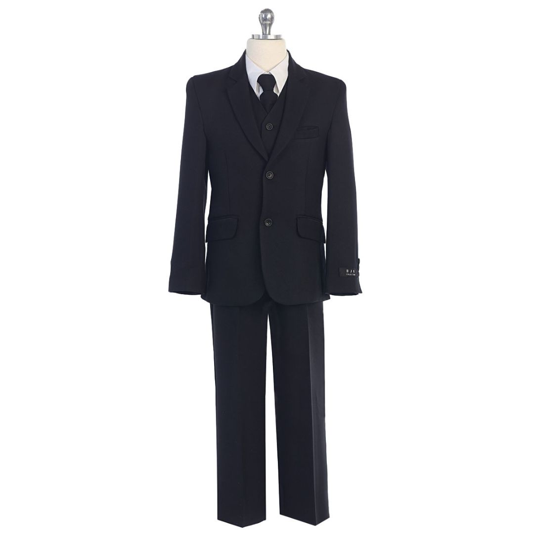 Bijan Kid Boy Suits 5 Piece Classic Black Suit