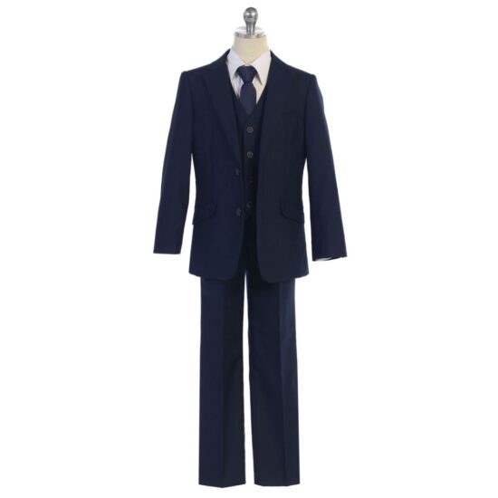 Bijan Kid Boy Suits 5 Piece Navy Blue Suit