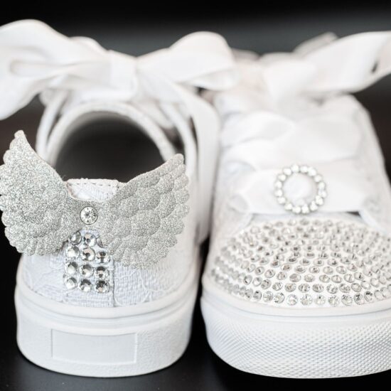 Sweetie Pie Communion Slippers with Lace, Rhinestones