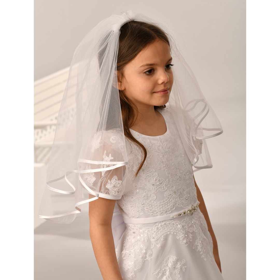 Sweetie Pie Communion Veil with Satin Ribbon