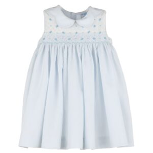 Luli & Me - Baby Blue Dress with Smock Embroidery