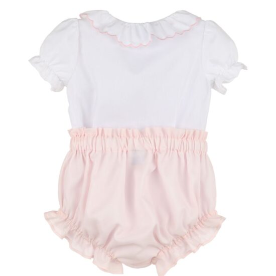 Luli & Me - White and Pink Baby Set with Smock Embroidery