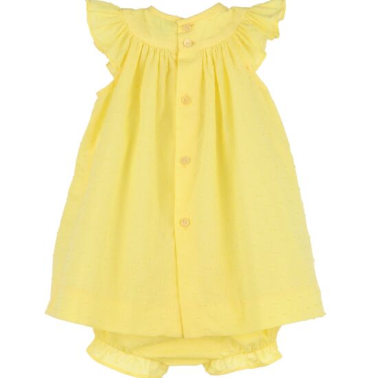 Luli & Me - Yellow Baby Dress with Smock Embroidery