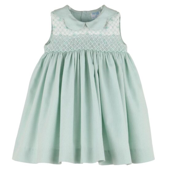 Luli & Me - Baby Blue Dress with Smock Embroidery